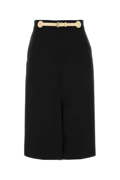 Valentino Belted A-line Skirt In Black