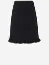 Valentino Ruffled Wool-blend Miniskirt In Black