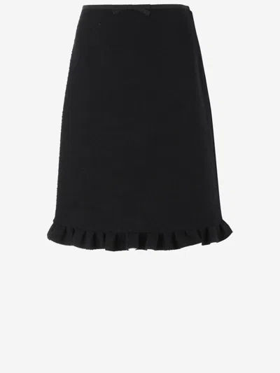 VALENTINO BLACK WOOL BLEND SKIRT