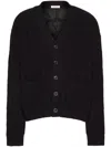 Valentino Textured Wool Cardigan With Embroidered Motif In Black
