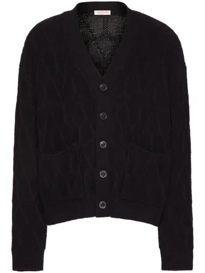 VALENTINO BLACK WOOL CARDIGAN