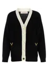 Valentino Vgold Virgin Wool Cardigan In Neroavorio