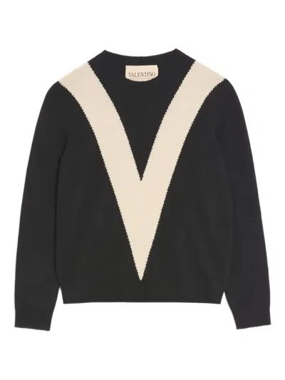 Valentino Black Wool Crewneck Sweater