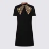 Valentino Embellished Pussy-bow Wool And Silk-blend Crepe Mini Dress In Black