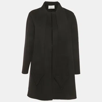 Pre-owned Valentino Black Wool Felt Mid-length Coat S
