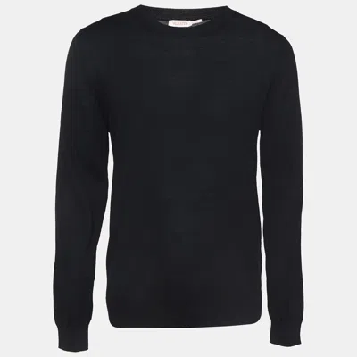 Pre-owned Valentino Black Wool Knit Crew Neck Sweatshirt L