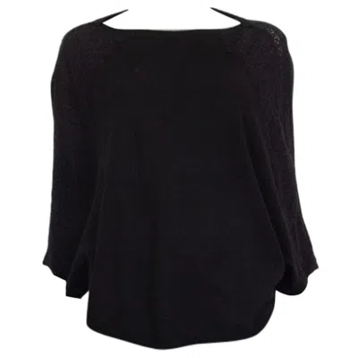 Pre-owned Valentino Black Wool Lace Detail Knit Poncho Sweater Xs
