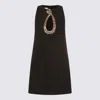 Valentino Garavani Rhinestone Snake Embroidery Crepe Couture Short Dress In Black