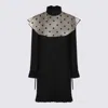 Valentino Black Wool Mini Dress In Nero/betulla