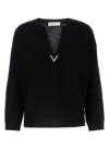 Valentino Split-neck Virgin Wool Jumper In Black