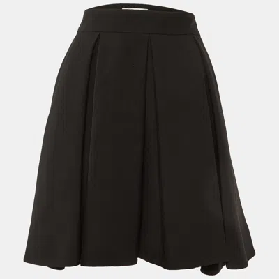 Pre-owned Valentino Black Wool Pleated Mini Skirt M