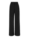 Valentino Virgin Wool Wide-leg Tailored Trousers In Nero