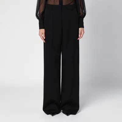 VALENTINO VALENTINO BLACK WOOL WIDE TROUSERS