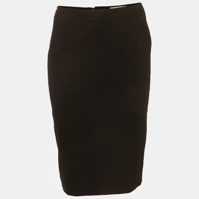 Pre-owned Valentino Black Wool Zip Up Pencil Skirt S