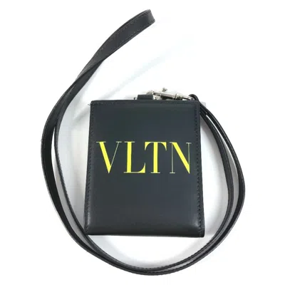 Pre-owned Valentino Garavani Valentino Black Yellow Leather Coin Purse/coin Case () In Multi