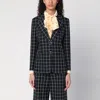 Valentino Single-breasted Chequered Blazer In Black
