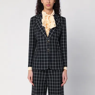 Valentino Single-breasted Chequered Blazer In Black