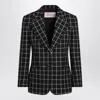 Valentino Single-breasted Chequered Blazer In Black