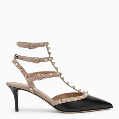 VALENTINO GARAVANI BLACK\/POUDRE ROCKSTUD SLINGBACK