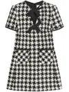 Valentino Embroidered Damier Light Tweed Short Dress