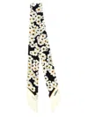Valentino Floral Patterned Scarf Pointed Ends In Black