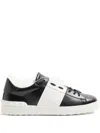 Valentino Garavani Open Leather Sneakers With Contrast Band And Stud Details Shoes In Blackwhite