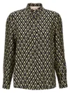 Valentino Toute La V Twill Shirt Shirts Multicolor In Blackwhite