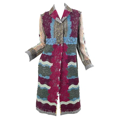 Pre-owned Valentino Blake Lively Fall 2015 Runway Size 2 Lace Wool Patchwork Jacket Coat In Gray