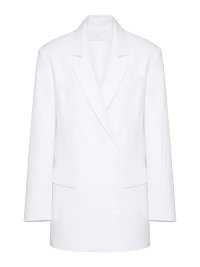 Valentino Single Breast Cotton Jacket In White