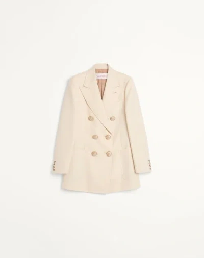 Valentino Blazer Aus Diagonaler Dry Wool Frau Elfenbein 48 In Nude