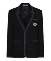 Valentino Jacket With Chest Pocket And Notched Lapels In Blue