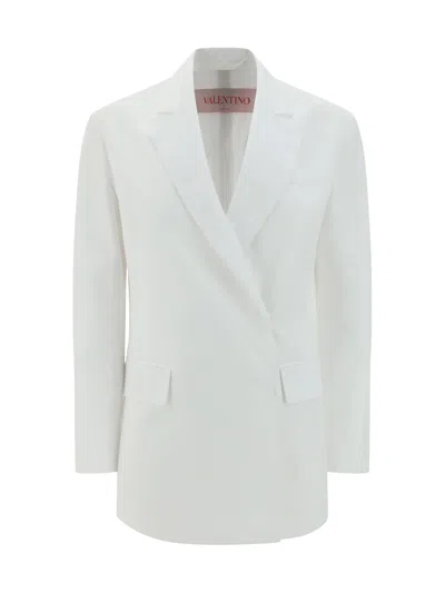 Valentino Single Breast Cotton Jacket In White