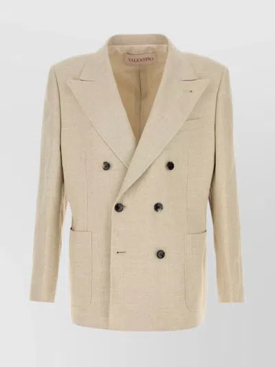 VALENTINO BLAZER LINEN BLEND BACK VENT