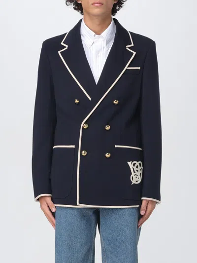 Valentino Double-breasted Blazer Gold Buttons In Black