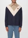 Valentino Wool And Cotton Jacket With Chevron Pattern In Blue