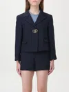 Valentino Vlogo Single-breasted Wool Blazer In Blue