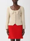Valentino Wool Crepe Jacket With Applied Bow In Neutral