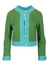Valentino Short Green And Turquoise Jacket In Multicolor
