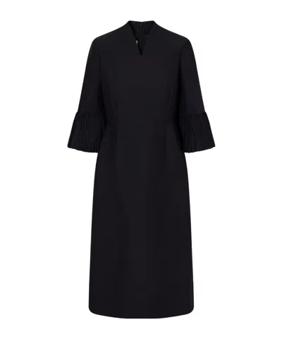 Valentino Wool And Silk-blend Crepe Midi Dress In Black
