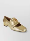 Valentino Block Heel Loafers With Gold Fringed Detail