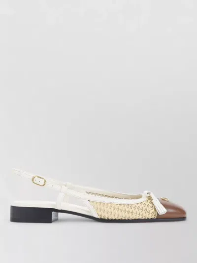 Valentino Garavani Block Heel Open Toe Slingback Tassel Mules In Animal Print