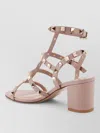 Valentino Block Heel Sandals Open Toe Ankle Strap In Pink