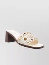 Valentino Block Heel Sandals With Studded Open Toe