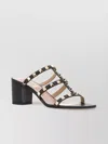 Valentino Block Heel Studded Leather Mules