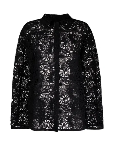 Valentino Blossom Macramé Jacket In Black