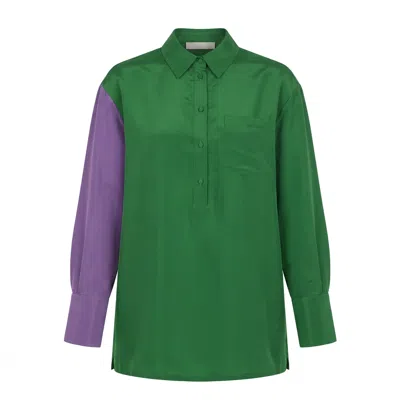 Valentino Colour-block Mini Shirt Dress In Green