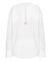 Valentino V Gold Poplin Top In White