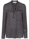 Valentino Toile Iconographe-jacquard Silk Blouse In Grey