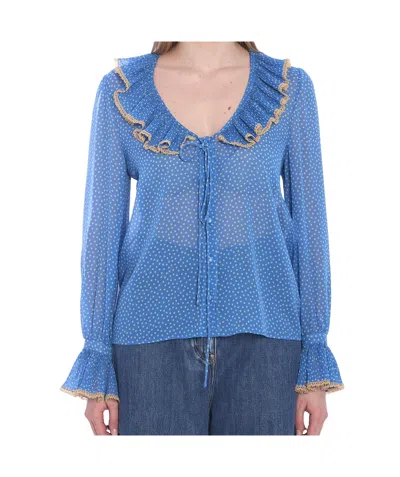 VALENTINO VALENTINO POLKA DOTS RUFFLE DETAILED BLOUSE