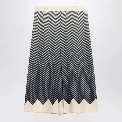 Valentino Blue/ivory Silk Skirt